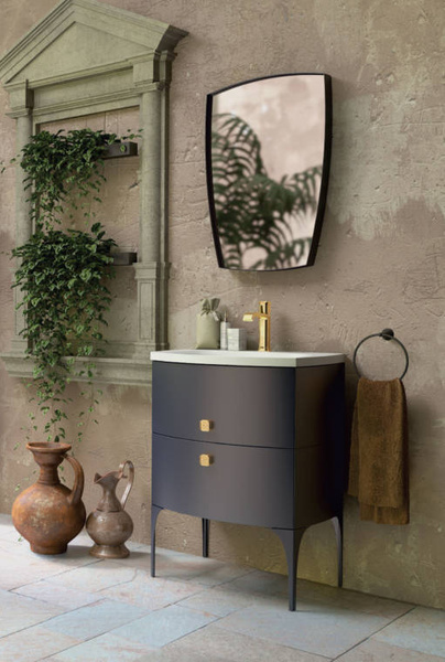 Oristo Szafka z umywalką w kolorze białym 82 cm 2S LOUIS granatowa mat